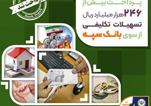 پرداخت بیش از ۲۴۶ هزار میلیارد ریال تسهیلات تکلیفی از سوی بانک سپه