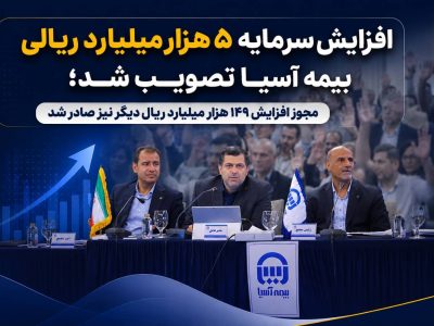 افزایش سرمایه ۵ هزار میلیارد ریالی بیمه آسیا تصویب شد؛ مجوز افزایش ۱۴۹ هزار میلیارد ریال دیگر نیز صادر شد